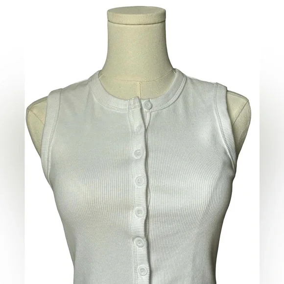 Edikted White Ribbed Button Tank - Picture 3 of 6